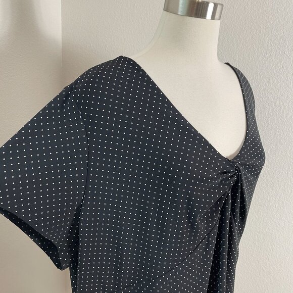 Chaps Womens Plus 3X Polka Dot Twist Front V Neck Short Sleeve Tunic Top Shirt - Picture 2 of 10